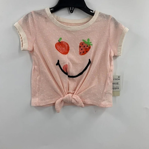 Tucker + Tate Kids' Tie Front Graphic Tee In Pink Seashell Smiley Size 2 NWT - Picture 2 of 14